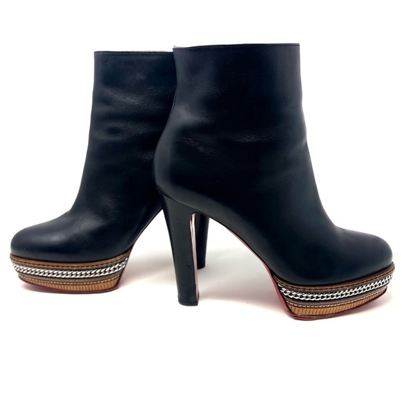Christian Louboutin Black Smooth Leather Ankle Booties size 9 - Picture 4 of 15